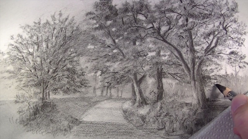 How To Draw With Charcoal Pencils A Landscape Sketch