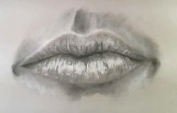 Charcoal drawing of a mouth finished
