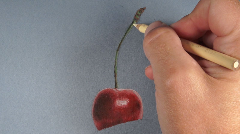 Drawing in the stem of the cherry