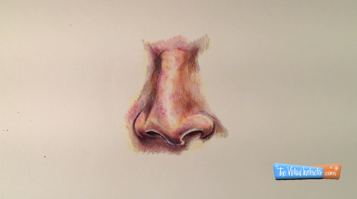 Colored pencils drawing of a nose