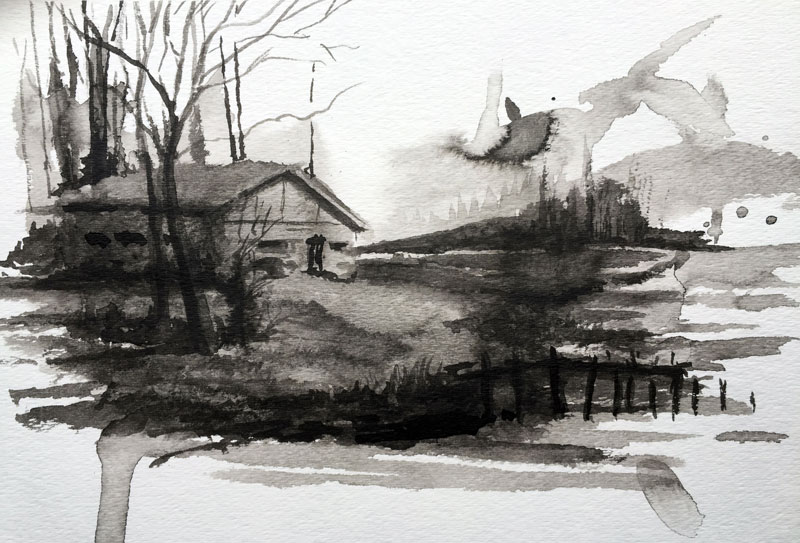 Ink wash deals painting