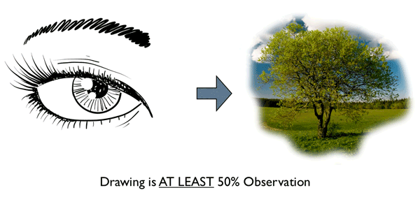 Drawing is at least 50% observation