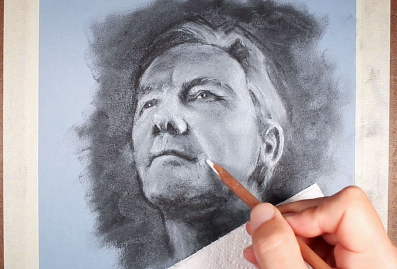Drawing skin textures with charcoal