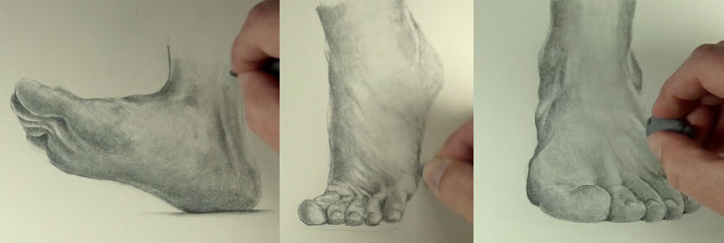 Drawing the texture of the feet