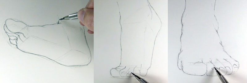 The outlines of the feet