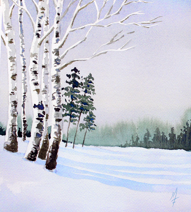 simple winter watercolor