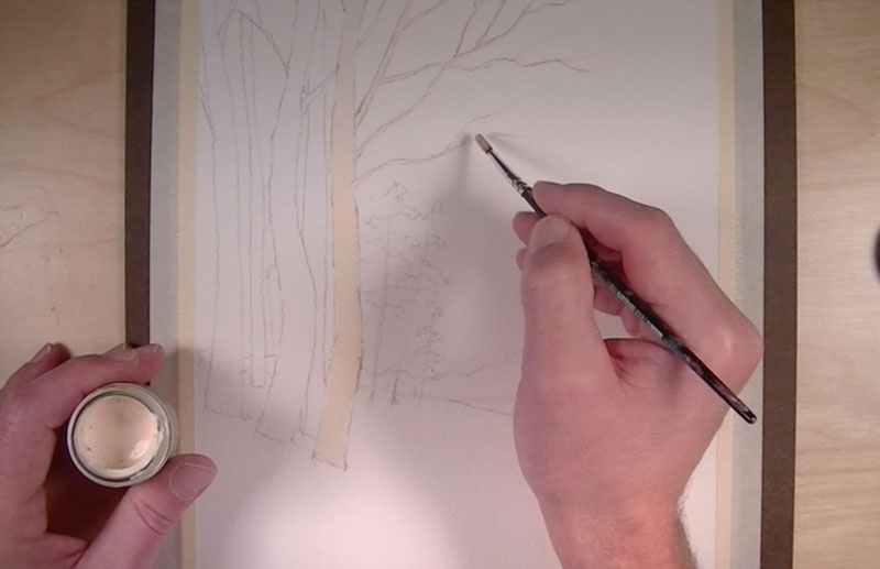 Easy watercolor landscape step one