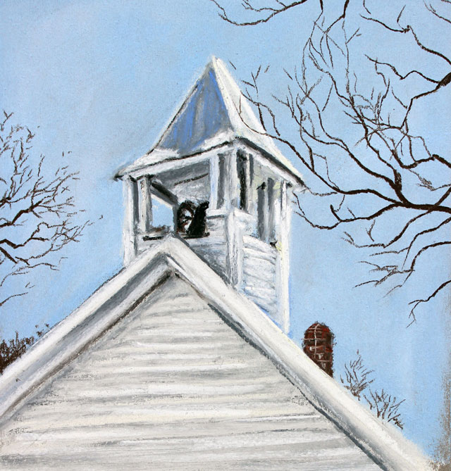 Pastel drawing of a church