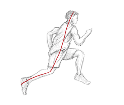How to draw a person running - line from the head to the feet