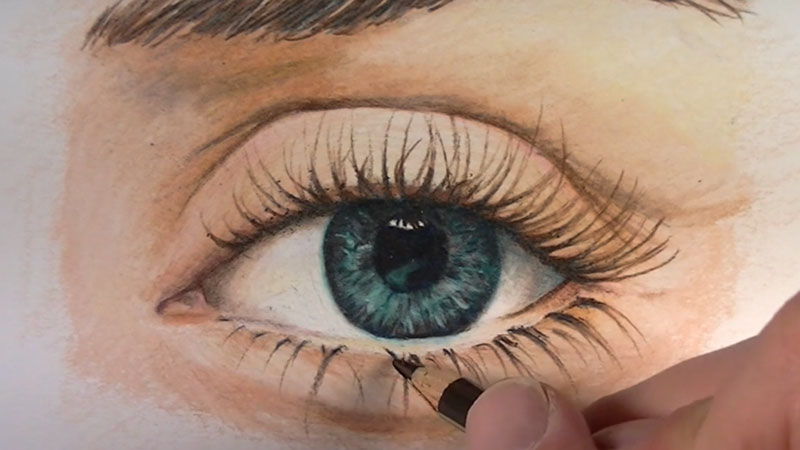 How to draw an eye with colored pencils