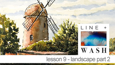 Line and Wash Landscape Lesson Part 2