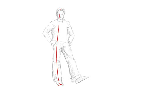 how to draw a person standing easy