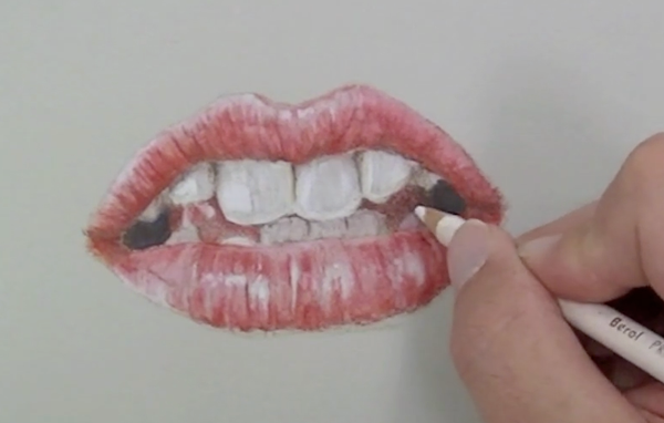 how to draw a realistic mouth with teeth