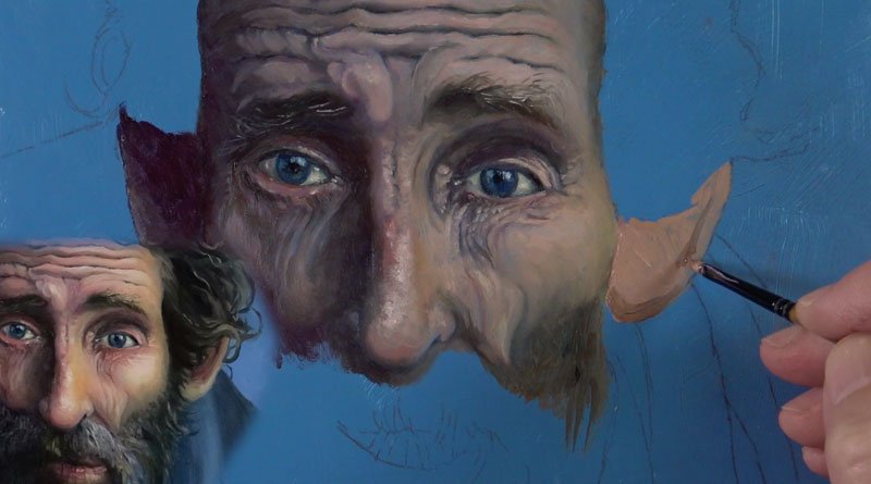 Oil portrait - painting the ears