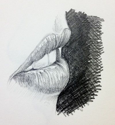 Draw a mouth - side view with planes