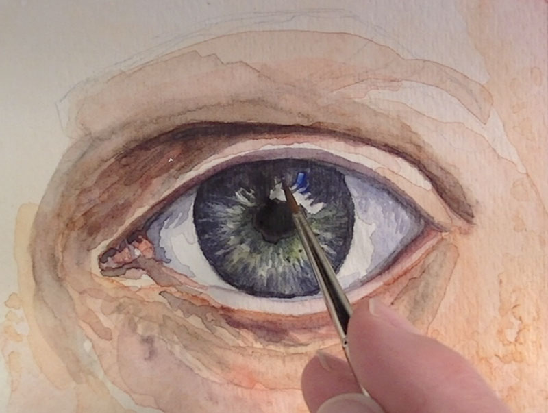 Ultramarine is added to the highlights in the eye