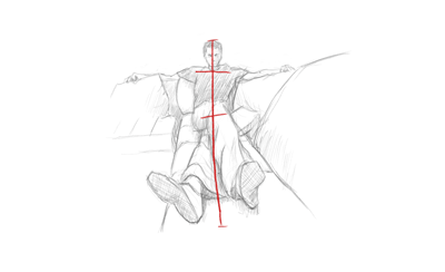 Draw a figure lying down step 2