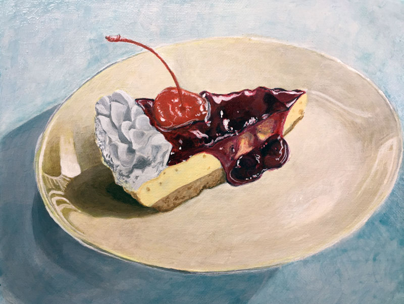 Acrylic painting of a cake