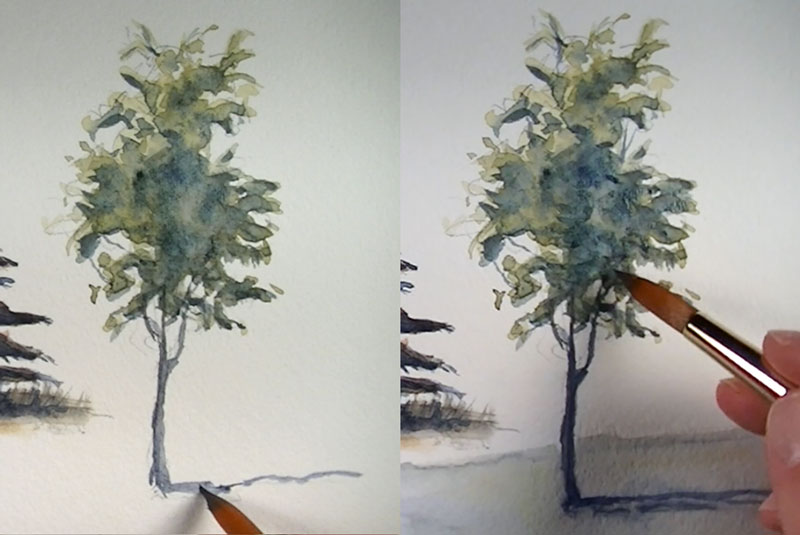 Paint a leafy tree - details