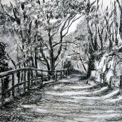 Landscape Sketch with Conté