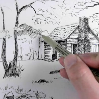 Pen and Ink Landscape Sketch