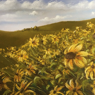 Pastel Landscape Lesson with Flowers