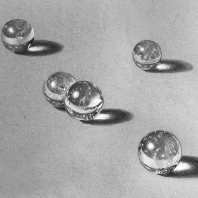 Marbles with Graphite and White Charcoal