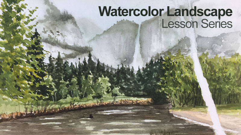 Watercolor landscape painting