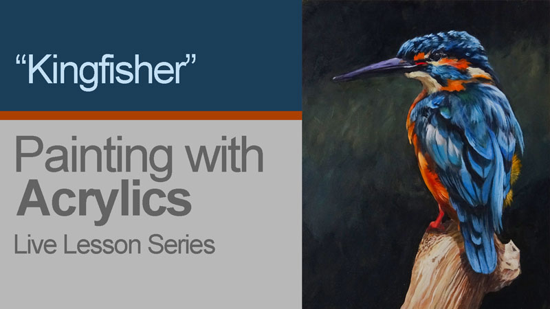 Kingfisher acrylic painting of a bird