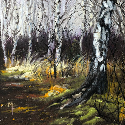 Oil Pastel Landscape Woodland