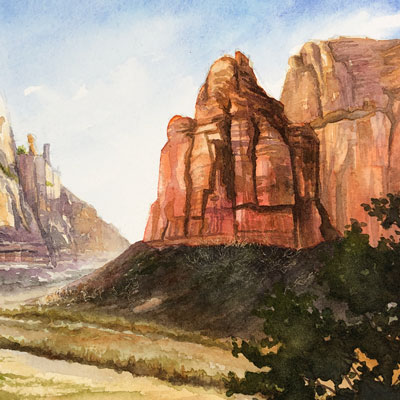 Desert Landscape with Watercolor