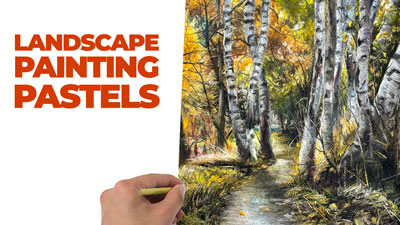 Wooded Landscape Painting with Pastels