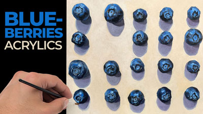 Acrylic painting of blueberries