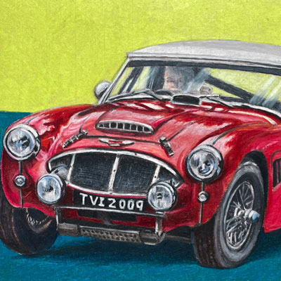 Vintage Car with Colored Pencils