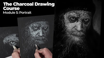 Portrait Drawing with White Charcoal