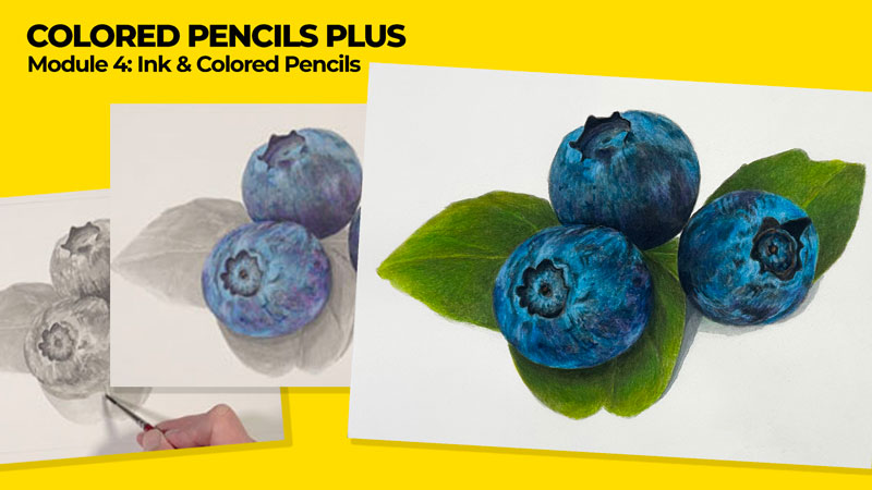 Ink with Colored Pencils