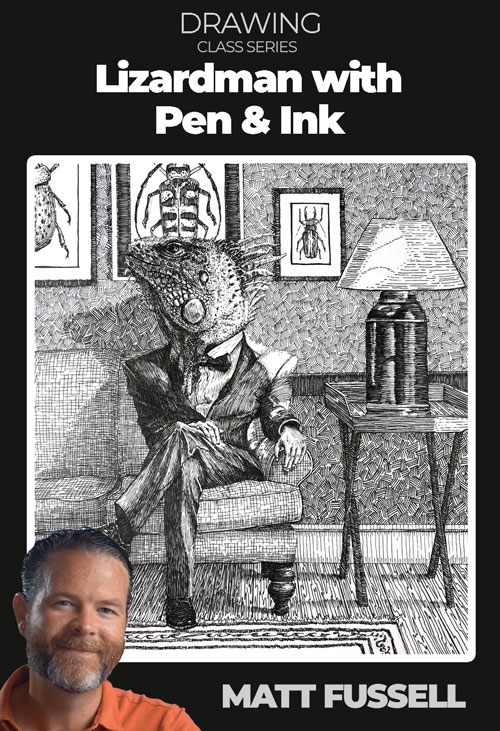 Lizard Man with Pen and Ink Series