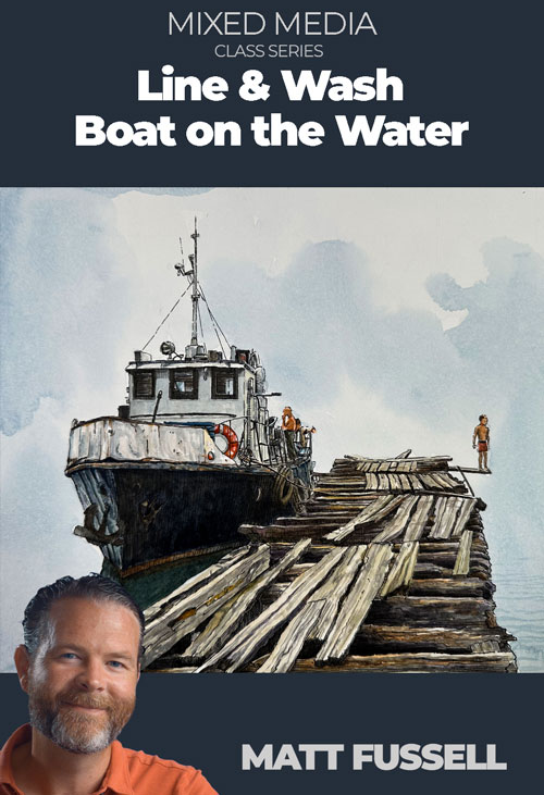 Line and Wash - Boat on Water