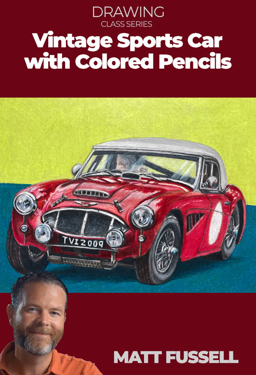 Vintage Car with Colored Pencils