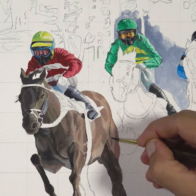Horse Race with Gouache