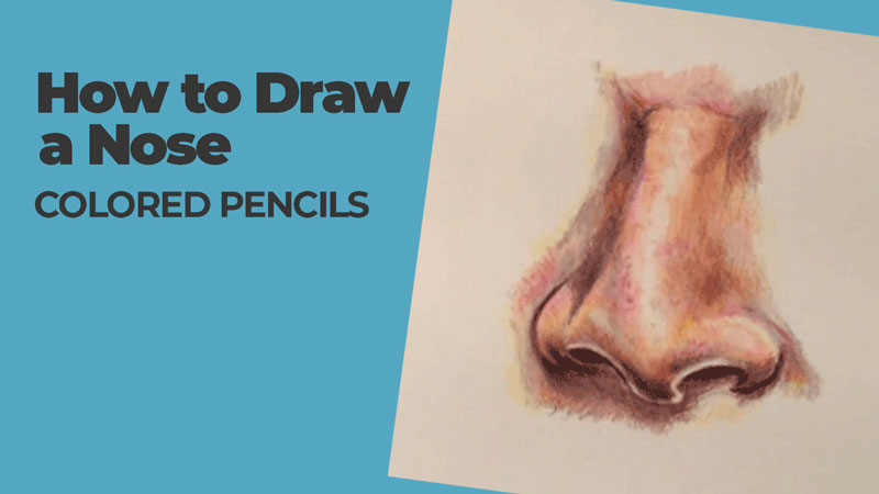 How to draw a nose with colored pencils