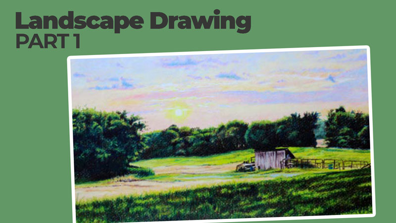 Landscape drawing with colored pencils - lesson 1
