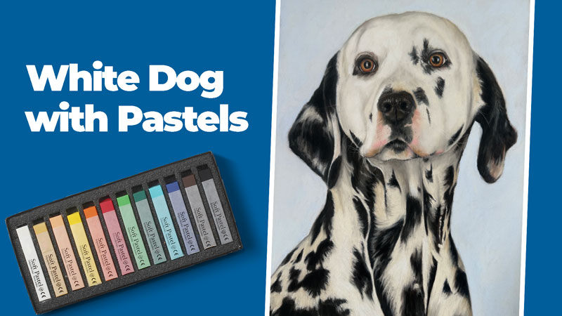 White Dog with Pastels