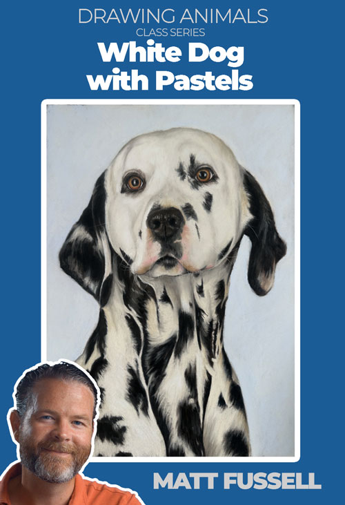 White Dog with Pastels