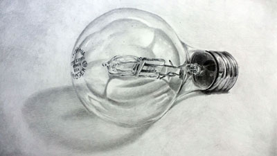 How to draw a realistic light bulb - Live Lesson series